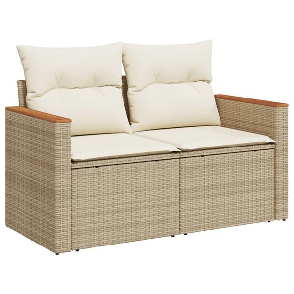 Grote foto vidaxl 6 delige loungeset met kussens poly rattan beige tuin en terras tuinmeubelen