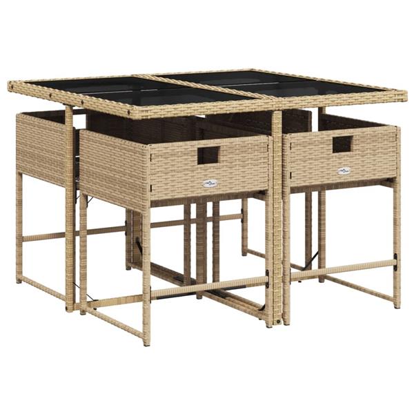 Grote foto vidaxl 5 delige tuinset met kussens poly rattan beige tuin en terras tuinmeubelen