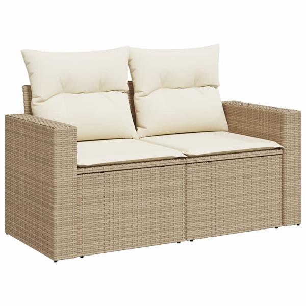 Grote foto vidaxl 6 delige loungeset met kussens poly rattan beige tuin en terras tuinmeubelen