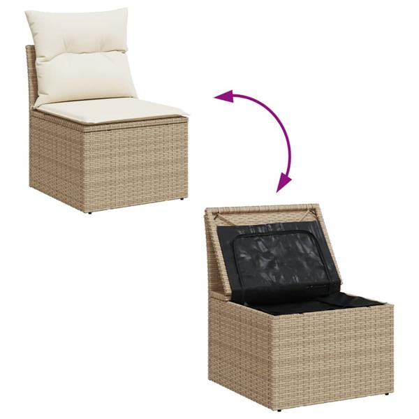 Grote foto vidaxl 6 delige loungeset met kussens poly rattan beige tuin en terras tuinmeubelen