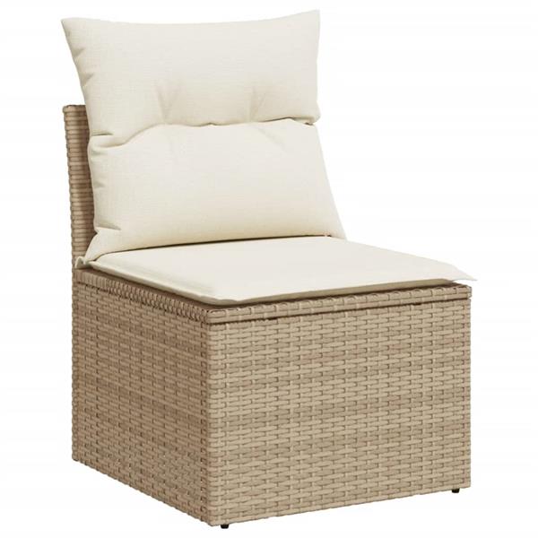 Grote foto vidaxl 4 delige loungeset met kussens poly rattan beige tuin en terras tuinmeubelen