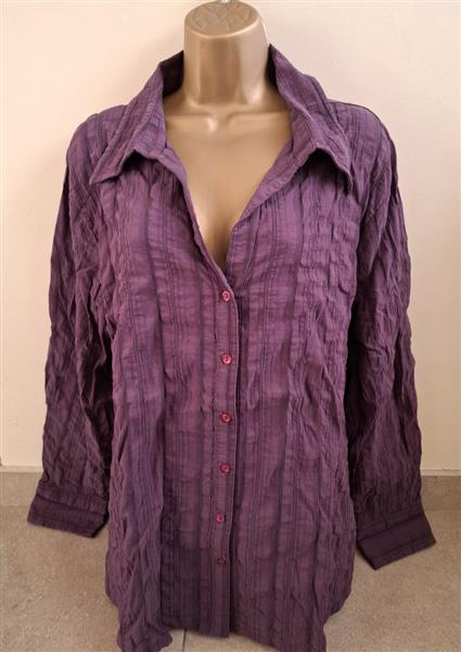 Grote foto prachtige aubergine violet blouse met frons xxl kleding dames blouses