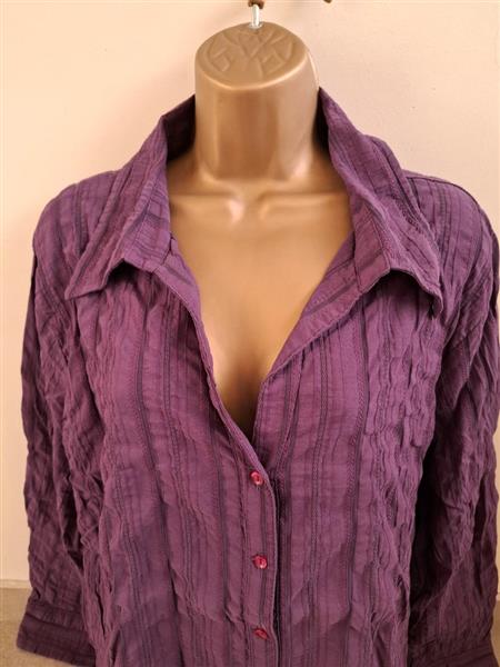 Grote foto prachtige aubergine violet blouse met frons xxl kleding dames blouses