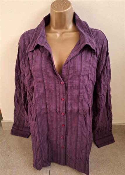 Grote foto prachtige aubergine violet blouse met frons xxl kleding dames blouses