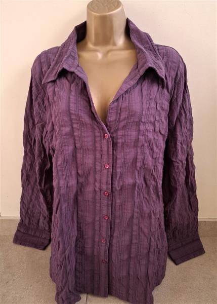 Grote foto prachtige aubergine violet blouse met frons xxl kleding dames blouses