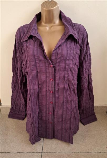 Grote foto prachtige aubergine violet blouse met frons xxl kleding dames blouses