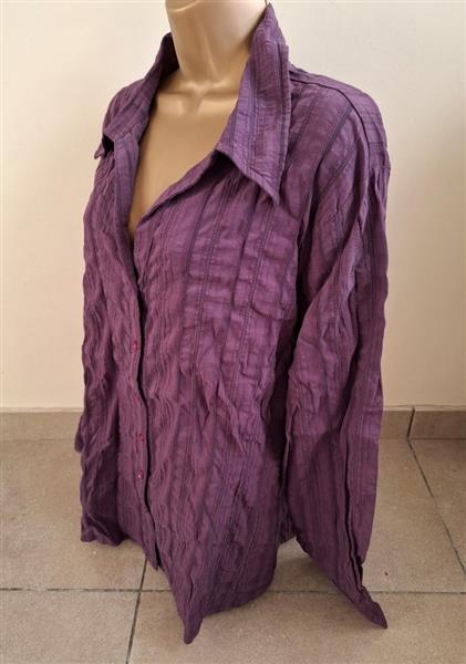 Grote foto prachtige aubergine violet blouse met frons xxl kleding dames blouses