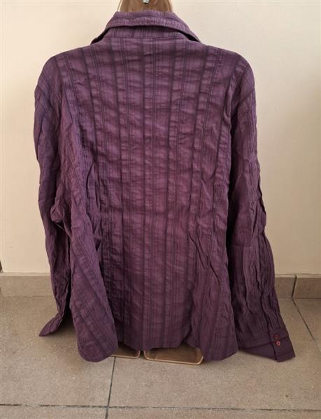 Grote foto prachtige aubergine violet blouse met frons xxl kleding dames blouses