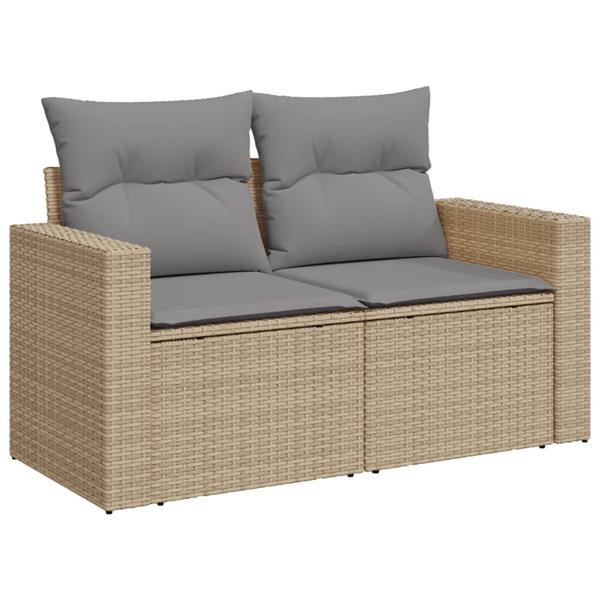 Grote foto vidaxl 4 delige loungeset met kussens poly rattan gemengd beige tuin en terras tuinmeubelen