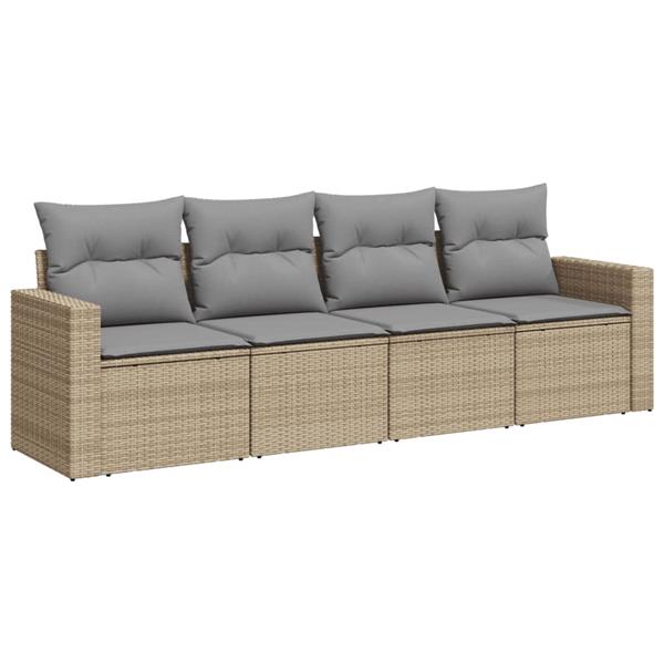 Grote foto vidaxl 4 delige loungeset met kussens poly rattan beige tuin en terras tuinmeubelen