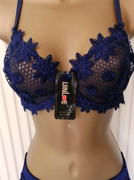 Grote foto bh met slip in prachtig marineblauw voor d cups kleding dames ondergoed en lingerie