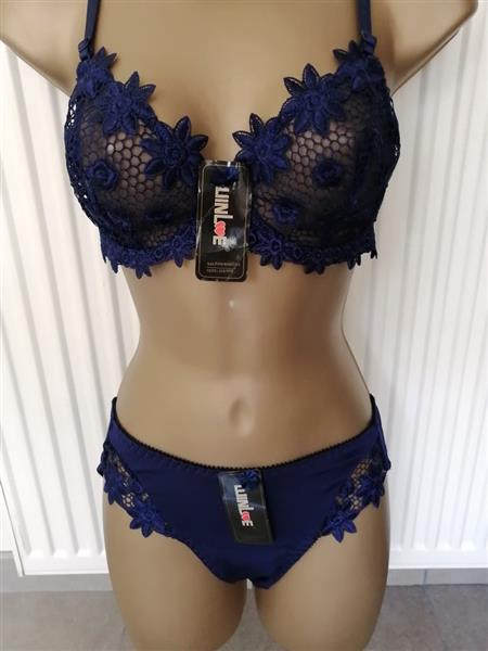 Grote foto bh met slip in prachtig marineblauw voor d cups kleding dames ondergoed en lingerie