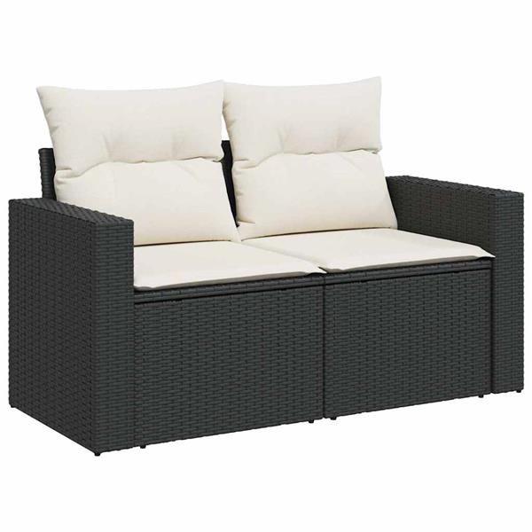 Grote foto vidaxl 6 delige loungeset met kussens poly rattan acacia zwart tuin en terras tuinmeubelen