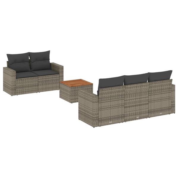 Grote foto vidaxl 6 delige loungeset met kussens poly rattan grijs tuin en terras tuinmeubelen