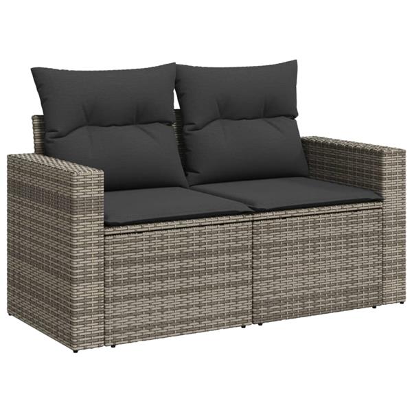 Grote foto vidaxl 5 delige loungeset met kussens poly rattan grijs tuin en terras tuinmeubelen