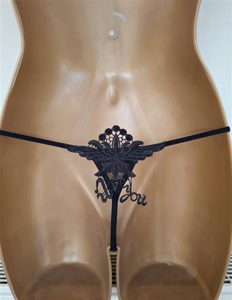 Grote foto zwarte doorzichtige string met paillettes 36 38 kleding dames ondergoed en lingerie