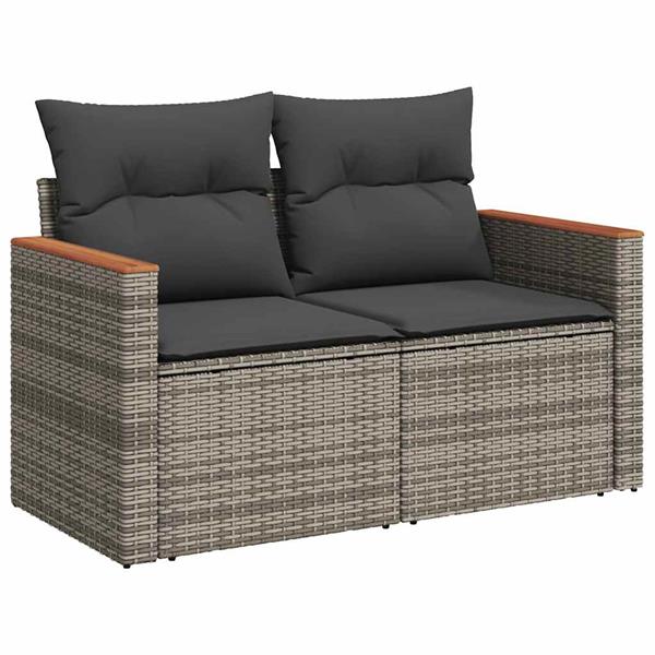 Grote foto vidaxl 5 delige loungeset met kussens poly rattan acacia grijs tuin en terras tuinmeubelen