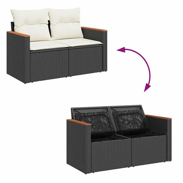 Grote foto vidaxl 5 delige loungeset met kussens poly rattan acacia zwart tuin en terras tuinmeubelen