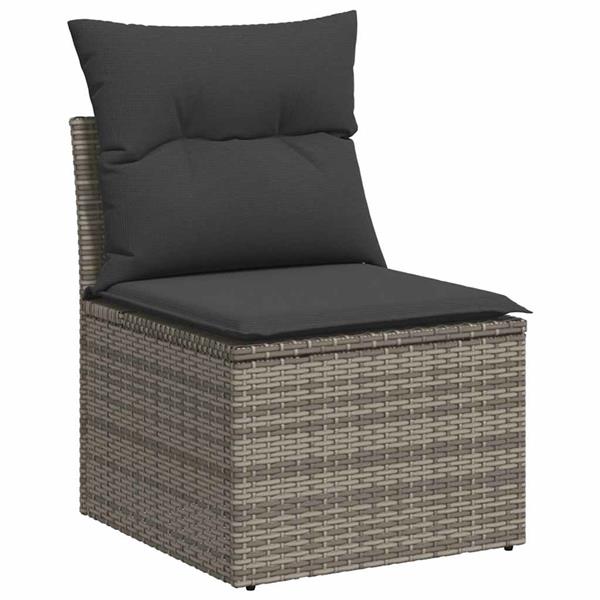 Grote foto vidaxl 5 delige loungeset met kussens poly rattan acacia grijs tuin en terras tuinmeubelen