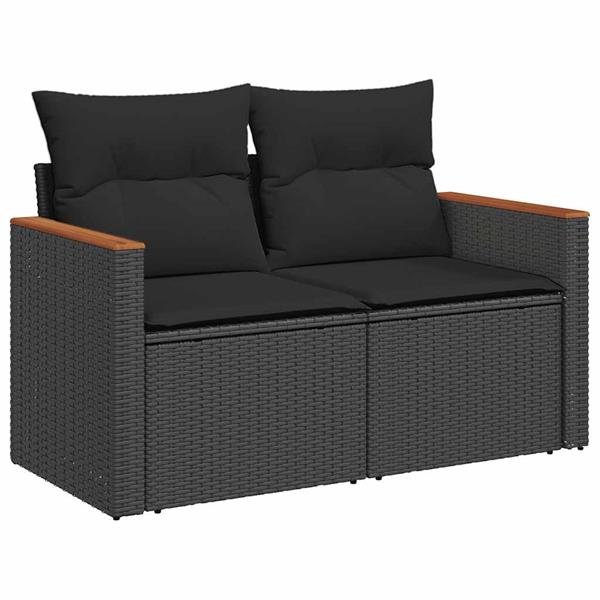 Grote foto vidaxl 5 delige loungeset met kussens poly rattan acacia zwart tuin en terras tuinmeubelen