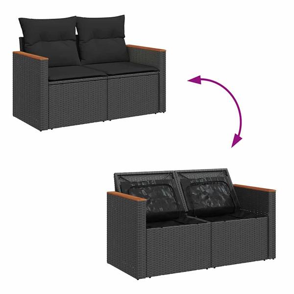 Grote foto vidaxl 5 delige loungeset met kussens poly rattan acacia zwart tuin en terras tuinmeubelen