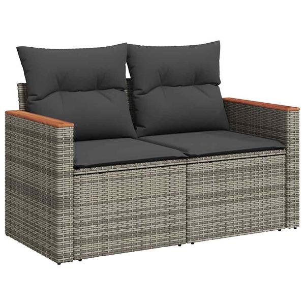 Grote foto vidaxl 6 delige loungeset met kussens poly rattan acacia grijs tuin en terras tuinmeubelen