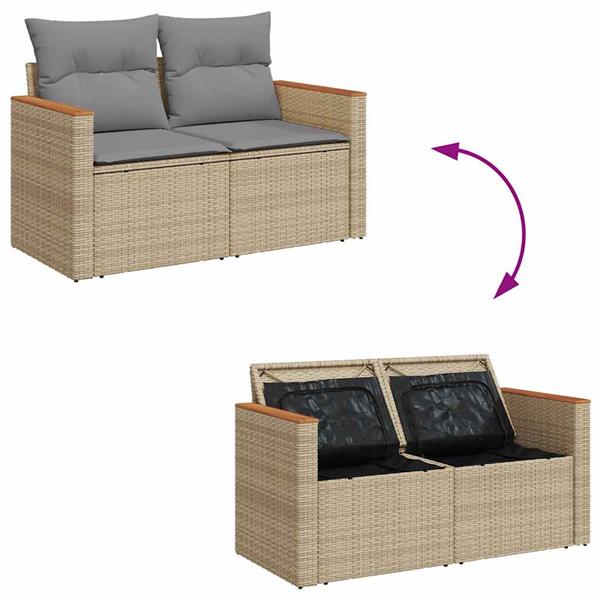 Grote foto vidaxl 6 delige loungeset met kussens poly rattan beige tuin en terras tuinmeubelen