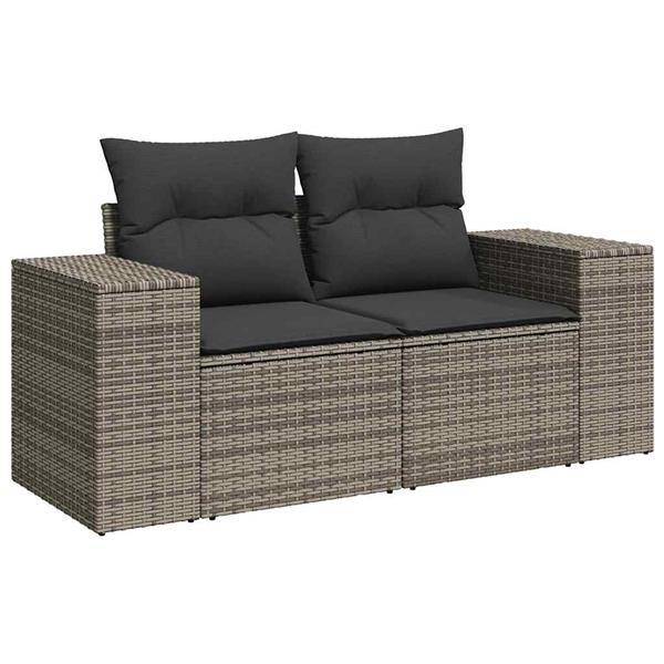 Grote foto vidaxl 5 delige loungeset met kussens poly rattan grijs tuin en terras tuinmeubelen