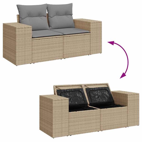 Grote foto vidaxl 5 delige loungeset met kussens poly rattan beige tuin en terras tuinmeubelen