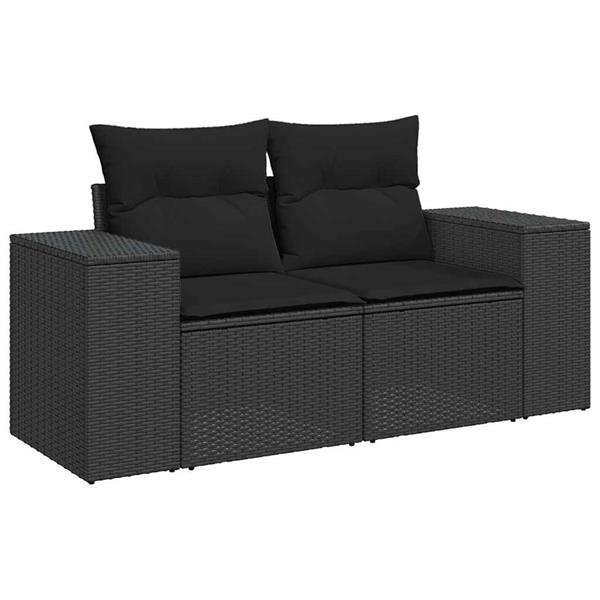 Grote foto vidaxl 5 delige loungeset met kussens poly rattan zwart tuin en terras tuinmeubelen