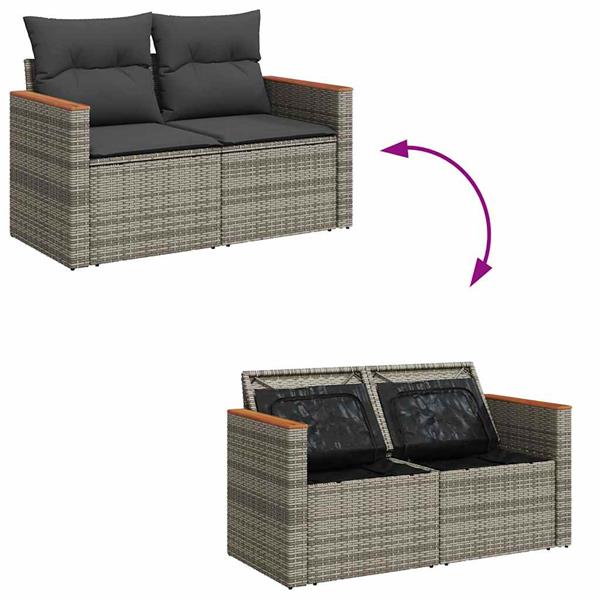 Grote foto vidaxl 6 delige loungeset met kussens poly rattan grijs tuin en terras tuinmeubelen