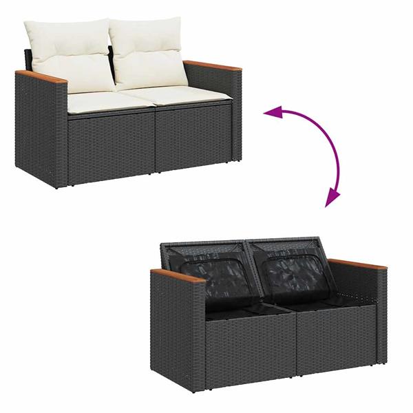 Grote foto vidaxl 6 delige loungeset met kussens poly rattan zwart tuin en terras tuinmeubelen