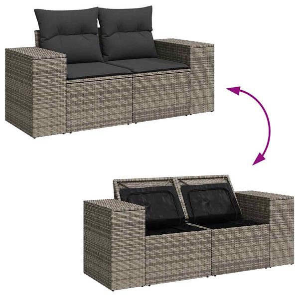 Grote foto vidaxl 5 delige loungeset met kussens poly rattan grijs tuin en terras tuinmeubelen