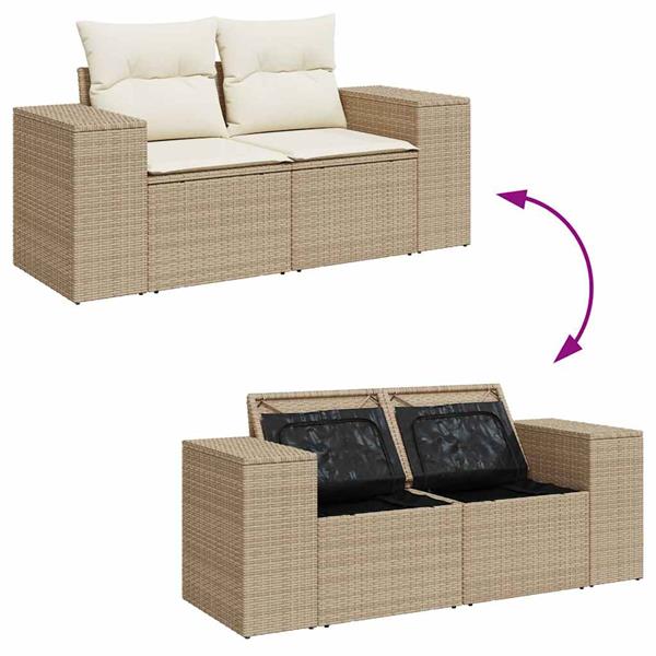 Grote foto vidaxl 4 delige loungeset met kussens poly rattan beige tuin en terras tuinmeubelen