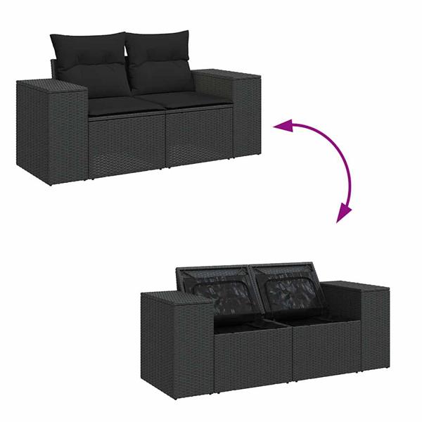 Grote foto vidaxl 4 delige loungeset met kussens poly rattan zwart tuin en terras tuinmeubelen