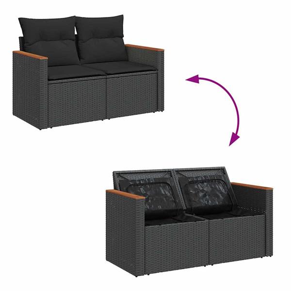 Grote foto vidaxl 6 delige loungeset met kussens poly rattan zwart tuin en terras tuinmeubelen