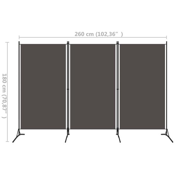 Grote foto vidaxl kamerscherm met 3 panelen 260x180 cm antraciet huis en inrichting overige huis en inrichting