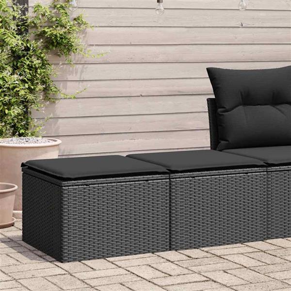 Grote foto vidaxl 2 delige loungeset met kussens poly rattan acacia zwart tuin en terras tuinmeubelen