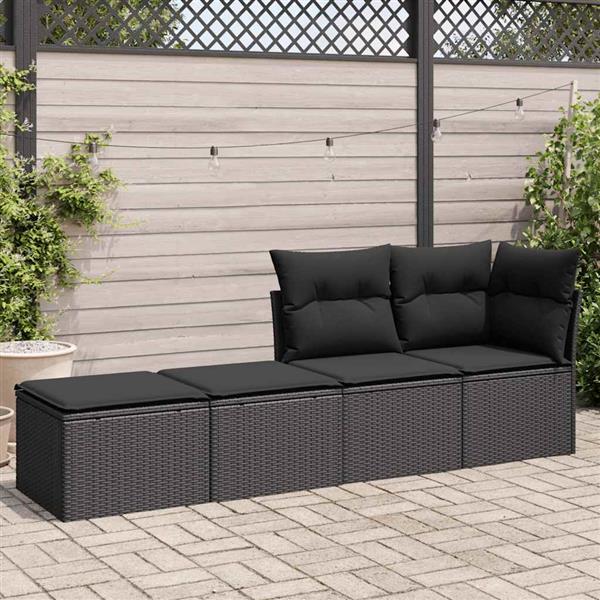 Grote foto vidaxl 2 delige loungeset met kussens poly rattan acacia zwart tuin en terras tuinmeubelen