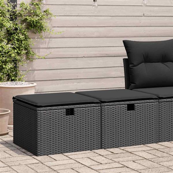 Grote foto vidaxl 2 delige loungeset met kussens poly rattan acacia zwart tuin en terras tuinmeubelen