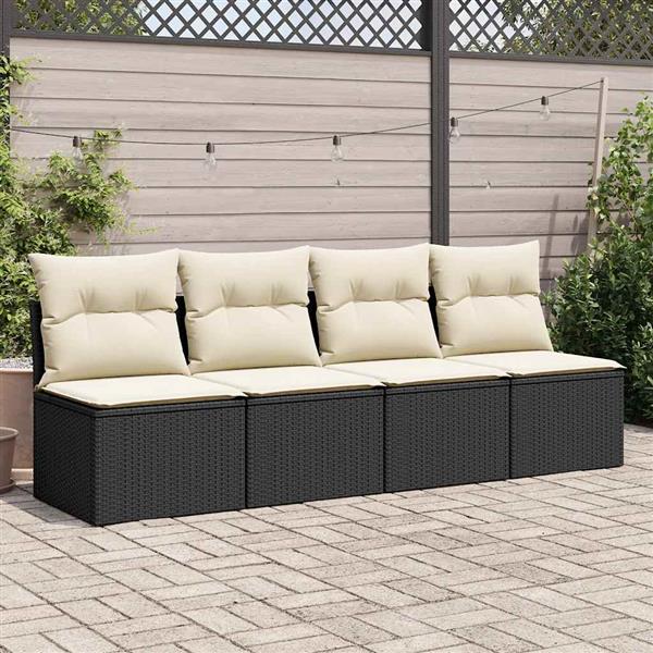 Grote foto vidaxl 2 delige loungeset met kussens poly rattan acacia zwart tuin en terras tuinmeubelen