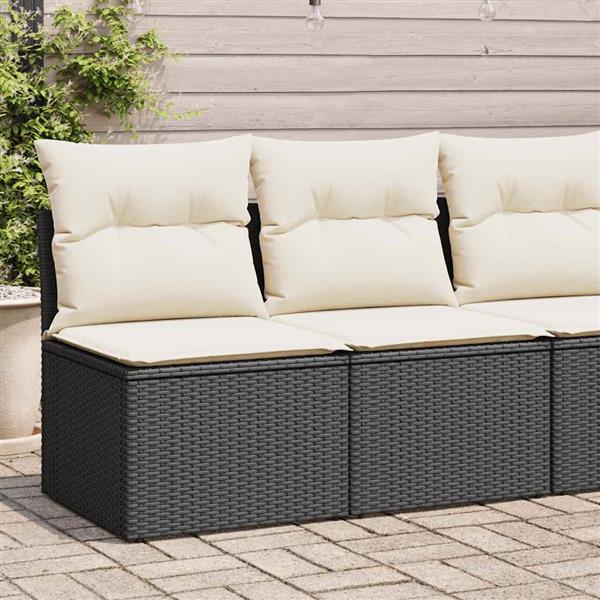 Grote foto vidaxl 2 delige loungeset met kussens poly rattan acacia zwart tuin en terras tuinmeubelen