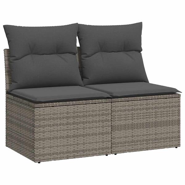 Grote foto vidaxl 4 delige loungeset met kussens poly rattan acacia grijs tuin en terras tuinmeubelen