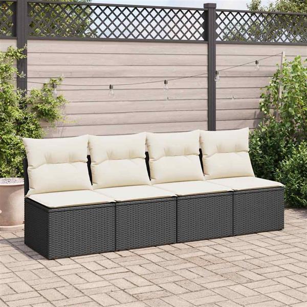 Grote foto vidaxl 2 delige loungeset met kussens poly rattan acacia zwart tuin en terras tuinmeubelen