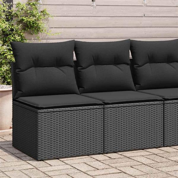 Grote foto vidaxl 2 delige loungeset met kussens poly rattan acacia zwart tuin en terras tuinmeubelen