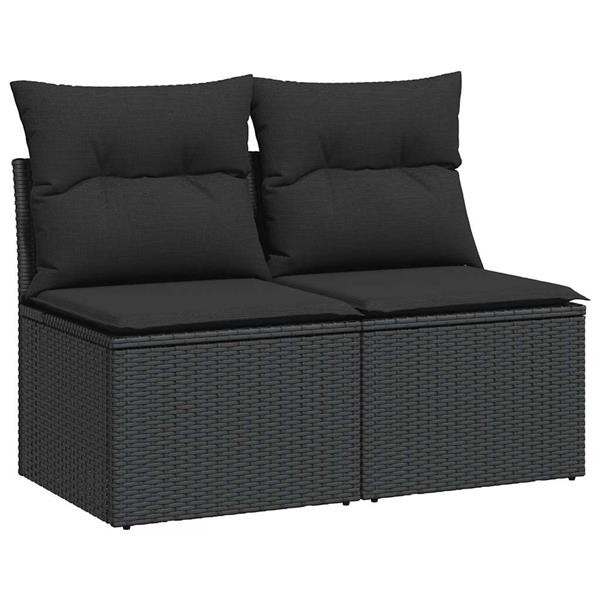 Grote foto vidaxl 2 delige loungeset met kussens poly rattan acacia zwart tuin en terras tuinmeubelen