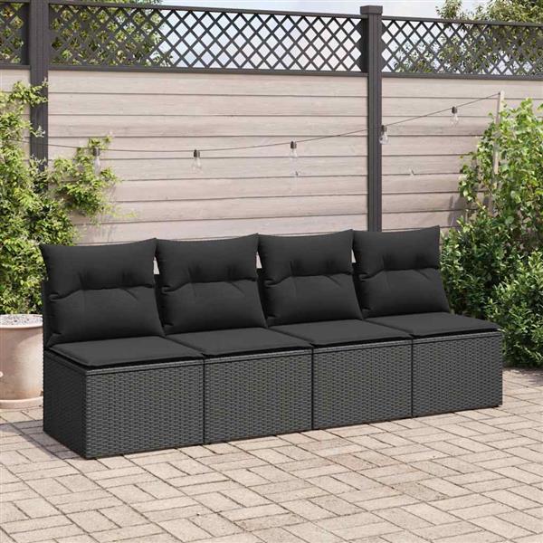 Grote foto vidaxl 2 delige loungeset met kussens poly rattan acacia zwart tuin en terras tuinmeubelen