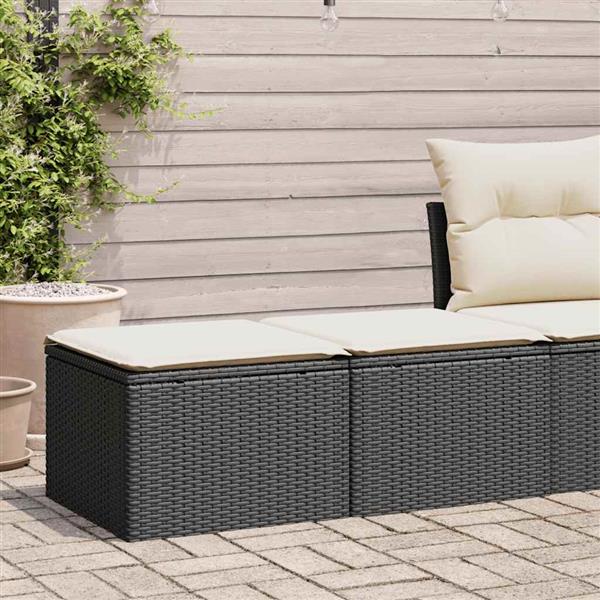 Grote foto vidaxl 2 delige loungeset met kussens poly rattan acacia zwart tuin en terras tuinmeubelen