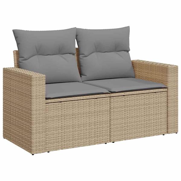 Grote foto vidaxl 5 delige loungeset met kussens poly rattan beige tuin en terras tuinmeubelen