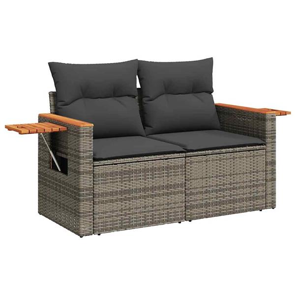 Grote foto vidaxl 5 delige loungeset met kussens poly rattan grijs tuin en terras tuinmeubelen